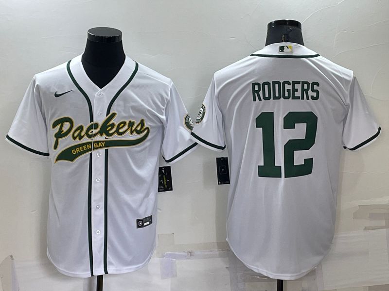 Men Green Bay Packers #12 Rodgers White 2022 Nike Co branded NFL Jerseys